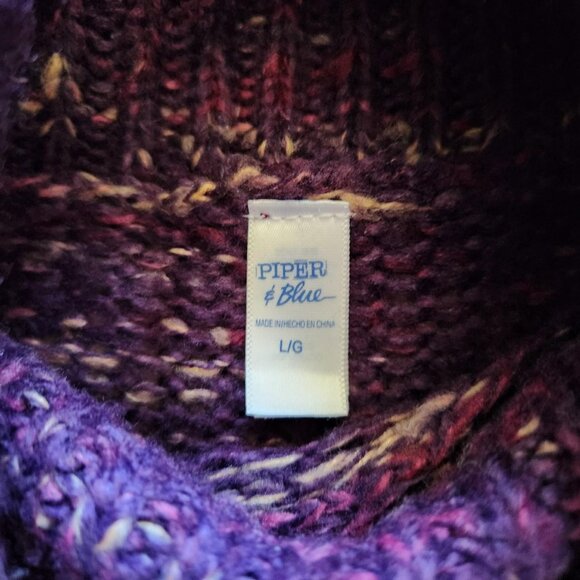 Piper & Blue Vintage Y2K Knit sweater Mini dress cowl neck Aubergine Sz M/L - Picture 5 of 8